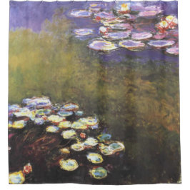 Claude Monet, Waterlelies, op Groen en Paars Douchegordijn