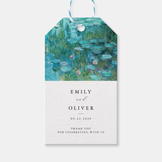 Claude Monet Waterlelies Trouwen Cadeaulabel (Voorkant)