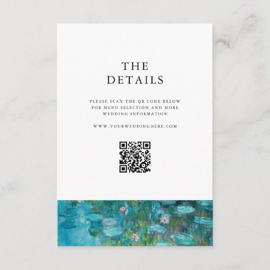 Claude Monet Waterlelies Trouwen Informatiekaartje (Voorkant)
