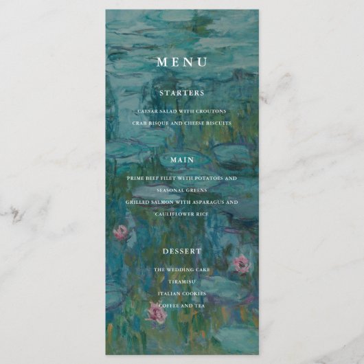 Claude Monet Waterlelies Trouwen Menu (Voorkant)