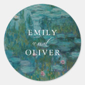 Claude Monet Waterlelies Trouwen Ronde Sticker (Voorkant)