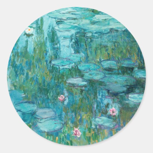 Claude Monet Waterlelies Trouwen Ronde Sticker (Voorkant)