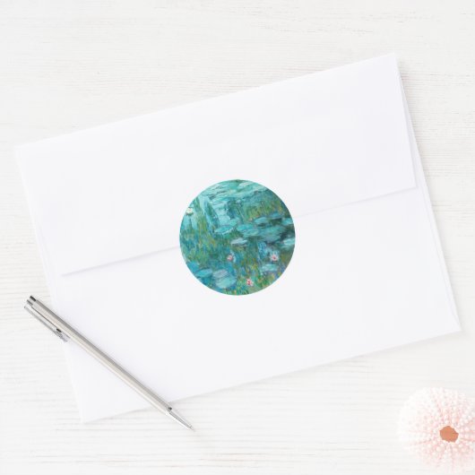 Claude Monet Waterlelies Trouwen Ronde Sticker (Envelop)
