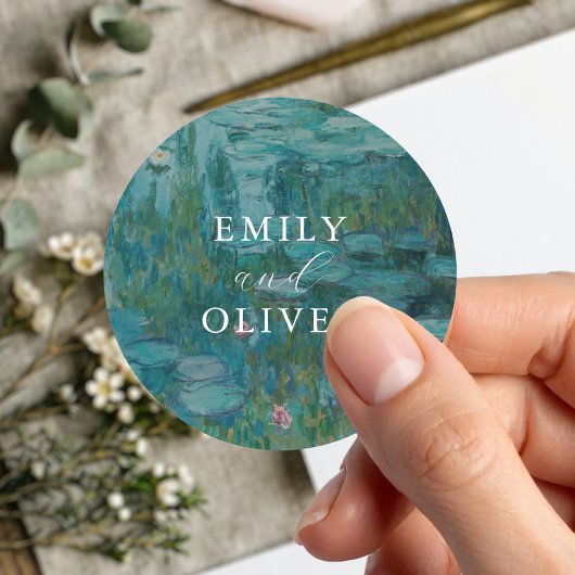 Claude Monet Waterlelies Trouwen Ronde Sticker