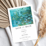 Claude Monet Waterlelies Trouwen Save The Date<br><div class="desc">Elegante moderne bruiloft bewaar de datumkaart met Claude Monet Water Lelies schilderij</div>