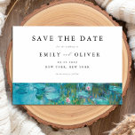 Claude Monet Waterlelies Trouwen Save The Date<br><div class="desc">Elegante moderne bruiloft bewaar de datumkaart met Claude Monet Water Lelies schilderij</div>