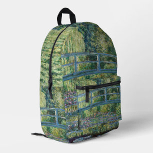 Claude Monet - Waterlelies vijver, Groene Harmonie Bedrukte Rugzak