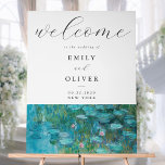 Claude Monet Waterlelies Welkom bruiloft Acryl Bord<br><div class="desc">Elegante moderne acryl bruiloft welkomstbord met Claude Monet Water Lelies schilderij.</div>