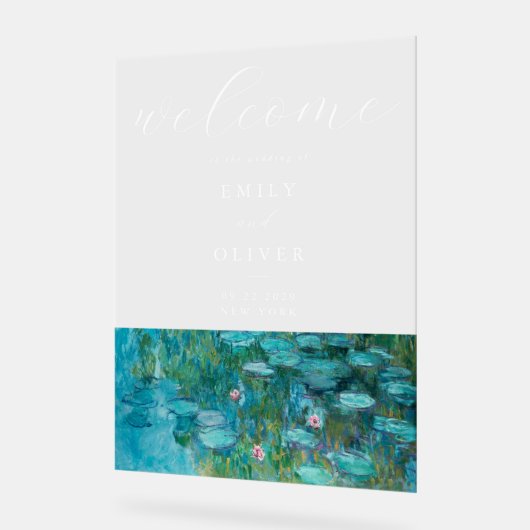 Claude Monet Waterlelies Welkom bruiloft Acryl Bord (Hoek)