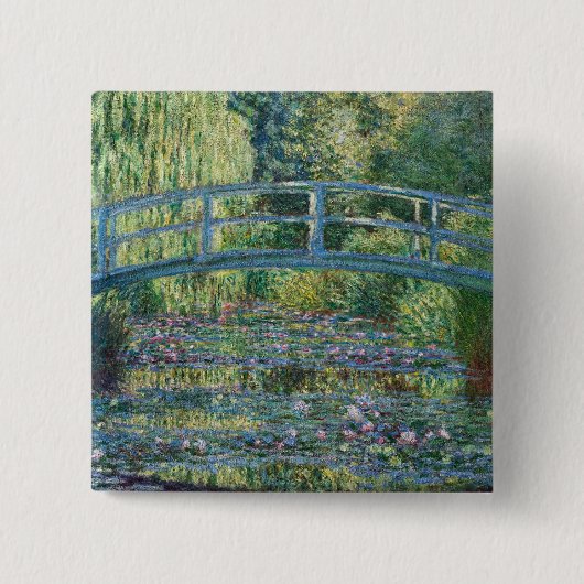 Claude Monet - Waterleliesvijver, Groene Harmonie Vierkante Button 5,1 Cm (Voorkant)
