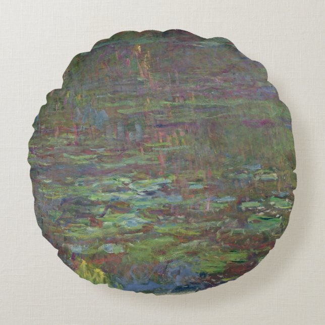 Claude Monet | Waterlib op zonsondergang Rond Kussen (Voorkant)