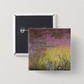 Claude Monet | Waterlib op zonsondergang Vierkante Button 5,1 Cm (Voorkant /achterkant)
