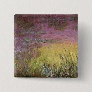 Claude Monet Waterlib op zonsondergang Vierkante Button 5,1 Cm