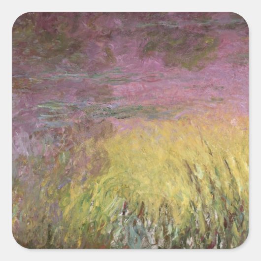 Claude Monet | Waterlib op zonsondergang Vierkante Sticker (Voorkant)