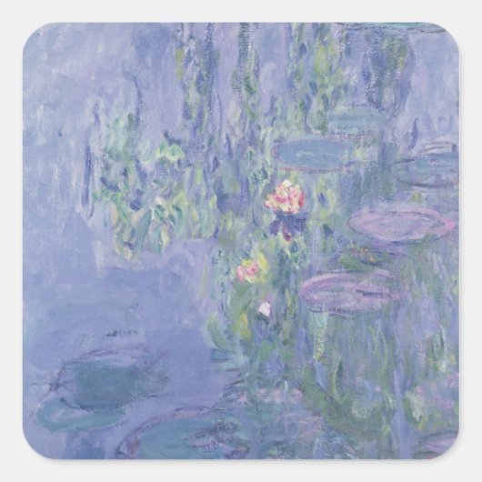 Claude Monet | Waterlib Vierkante Sticker (Voorkant)