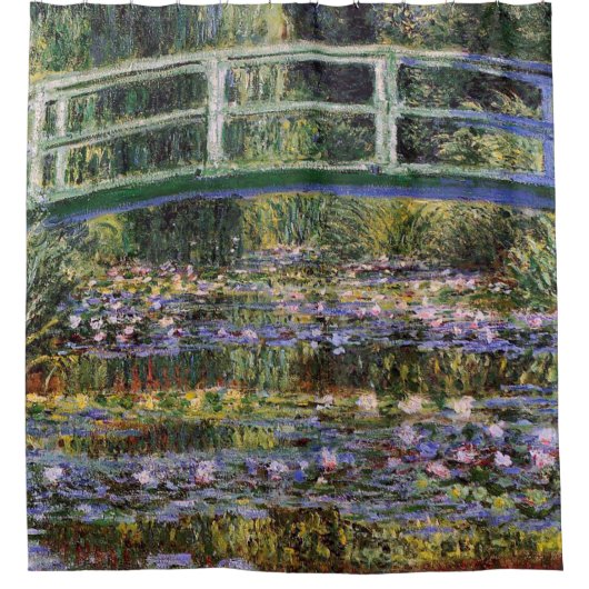 Claude Monet,waterlibuien,japanse brug,tuin; Douchegordijn (Voorkant)