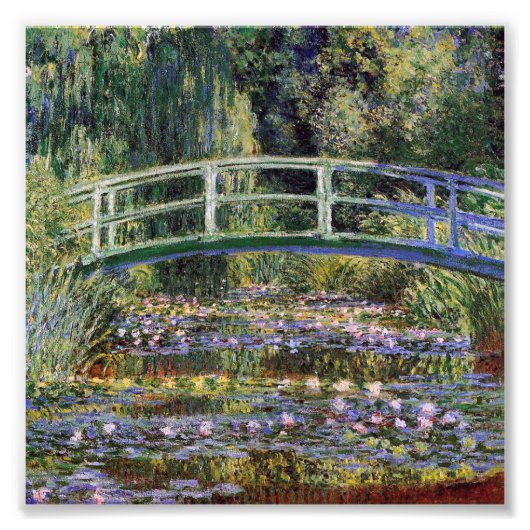 Claude Monet,waterlibuien,japanse brug,tuin; Foto Afdruk (Voorkant)