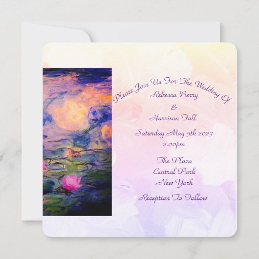 Claude Monet  waterlilies Wedding Invite Kaart (Voorkant)