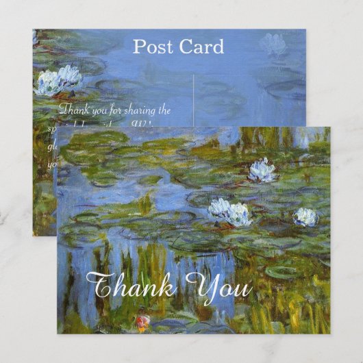  Claude Monet waterlily bedankt Briefkaart (Voorkant / Achterkant)