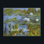 Claude Monet waterlily bedankt Briefkaart<br><div class="desc">Claude Monet waterlly-olie op canvas  schilderij. Dank u briefkaart. U kunt de tekst wijzigen.</div>