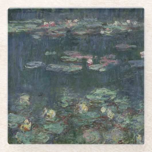 Claude Monet | Waterlio's: Groene reflecties Glazen Onderzetter (Voorkant)