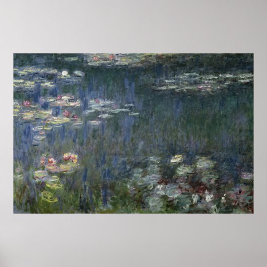 Claude Monet | Waterlio's: groene reflecties Poster (Voorkant)