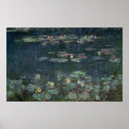 Claude Monet | Waterlio's: groene reflecties Poster (Voorkant)
