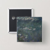 Claude Monet | Waterlio's: Groene reflecties Vierkante Button 5,1 Cm (Voorkant /achterkant)