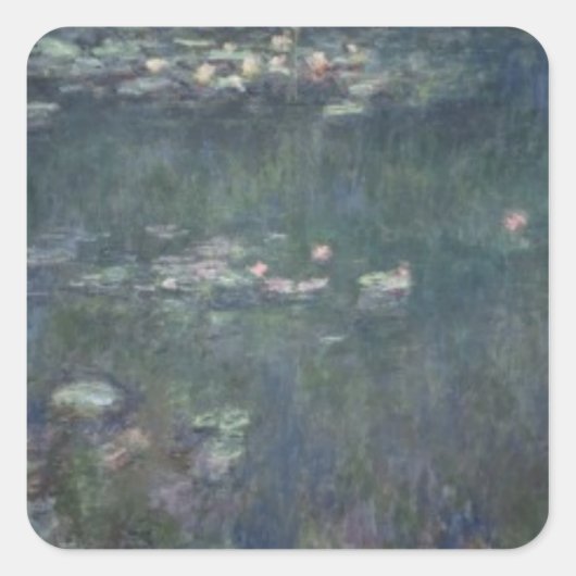 Claude Monet | Waterlio's: groene reflecties Vierkante Sticker (Voorkant)
