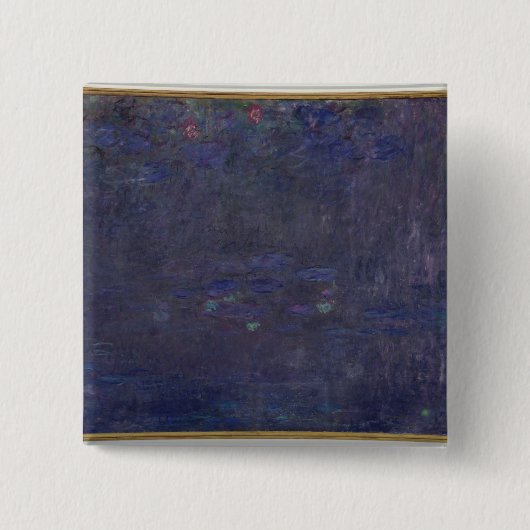 Claude Monet | Waterlio's: Reflecties van bomen Vierkante Button 5,1 Cm (Voorkant)