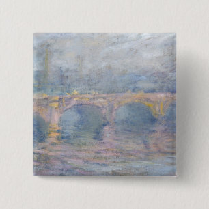 Claude Monet   Waterloo Bridge, Londen, bij Sunset Vierkante Button 5,1 Cm