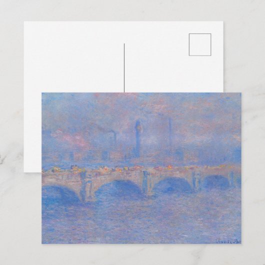 Claude Monet Waterloo Bridge Zonlicht Kunstprint Briefkaart (Voorkant / Achterkant)