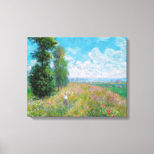 Claude Monet - wee met populieren Canvas Afdruk