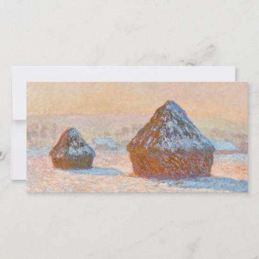 Claude Monet - Wheatstacks, Sneeuweffect, Morning Bedankkaart (Voorkant)