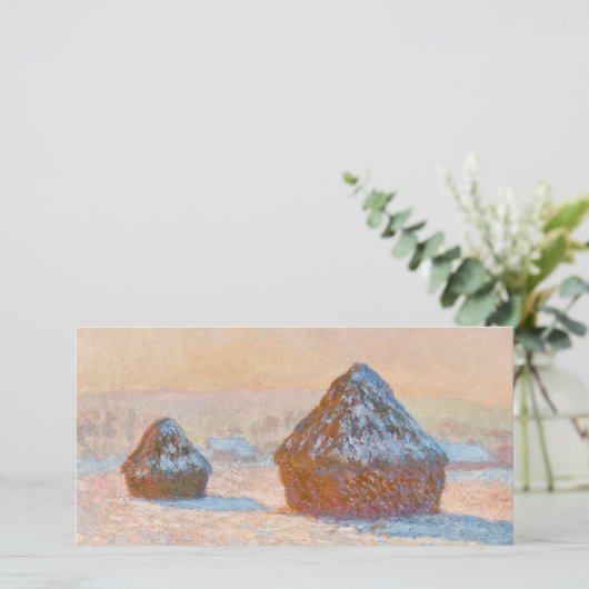 Claude Monet - Wheatstacks, Sneeuweffect, Morning Bedankkaart (Staand voorkant)