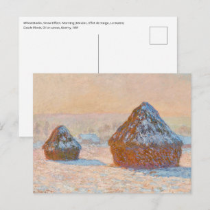Claude Monet - Wheatstacks, Sneeuweffect, Morning Briefkaart