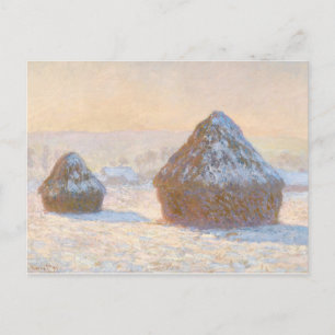 Claude Monet - Wheatstacks, Sneeuweffect, Morning Briefkaart