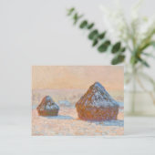 Claude Monet - Wheatstacks, Sneeuweffect, Morning Briefkaart (Staand voorkant)