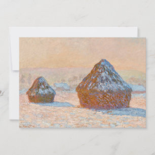 Claude Monet - Wheatstacks, Sneeuweffect, Morning Kaart
