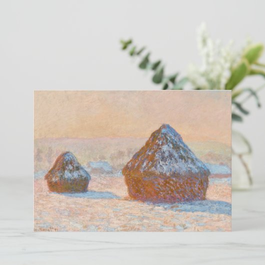 Claude Monet - Wheatstacks, Sneeuweffect, Morning Kaart (Staand voorkant)