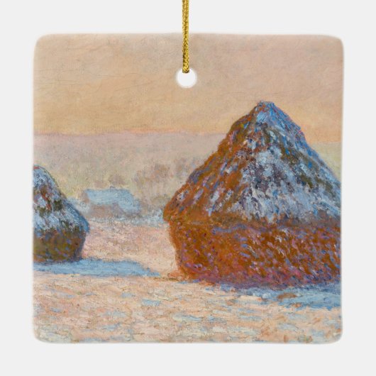 Claude Monet - Wheatstacks, Sneeuweffect, Morning Keramisch Ornament (Achterkant)