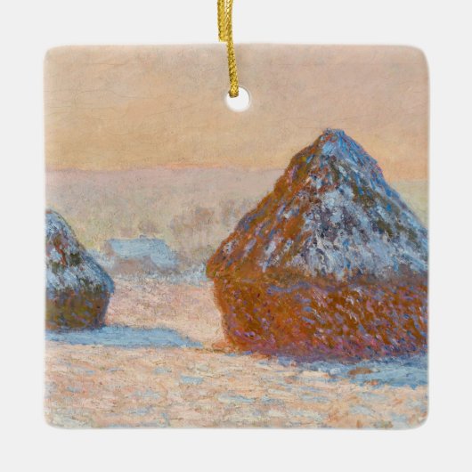 Claude Monet - Wheatstacks, Sneeuweffect, Morning Keramisch Ornament (Voorkant)