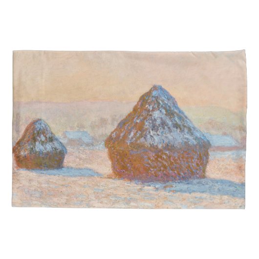 Claude Monet - Wheatstacks, Sneeuweffect, Morning Kussensloop (Achterkant)