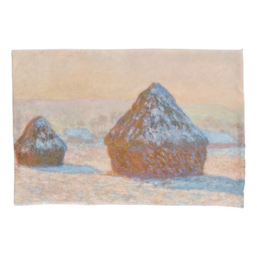 Claude Monet - Wheatstacks, Sneeuweffect, Morning Kussensloop (Voorkant)
