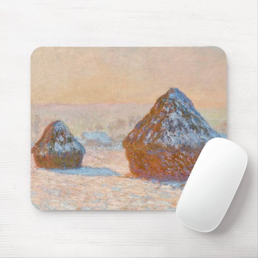 Claude Monet - Wheatstacks, Sneeuweffect, Morning Muismat (Met muis)