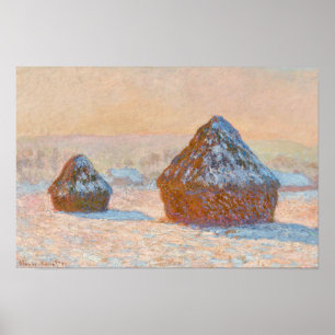 Claude Monet - Wheatstacks, Sneeuweffect, Morning Poster