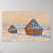 Claude Monet - Wheatstacks, Sneeuweffect, Morning Poster (Voorkant)