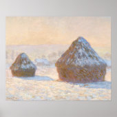 Claude Monet - Wheatstacks, Sneeuweffect, Morning Poster (Voorkant)