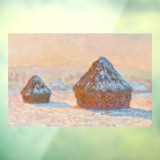 Claude Monet - Wheatstacks, Sneeuweffect, Morning Raamsticker (Vel 3)