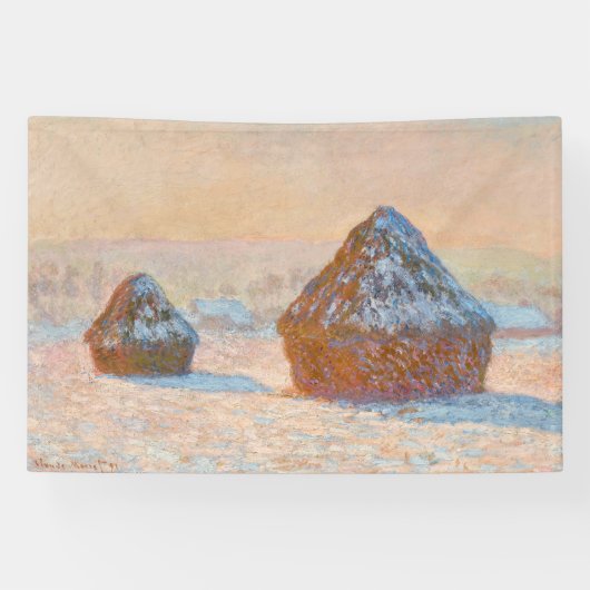 Claude Monet - Wheatstacks, Sneeuweffect, Morning Spandoek (Horizontaal)